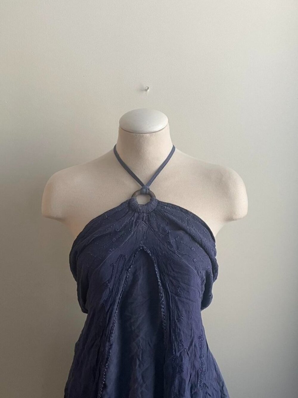tie up blue dress